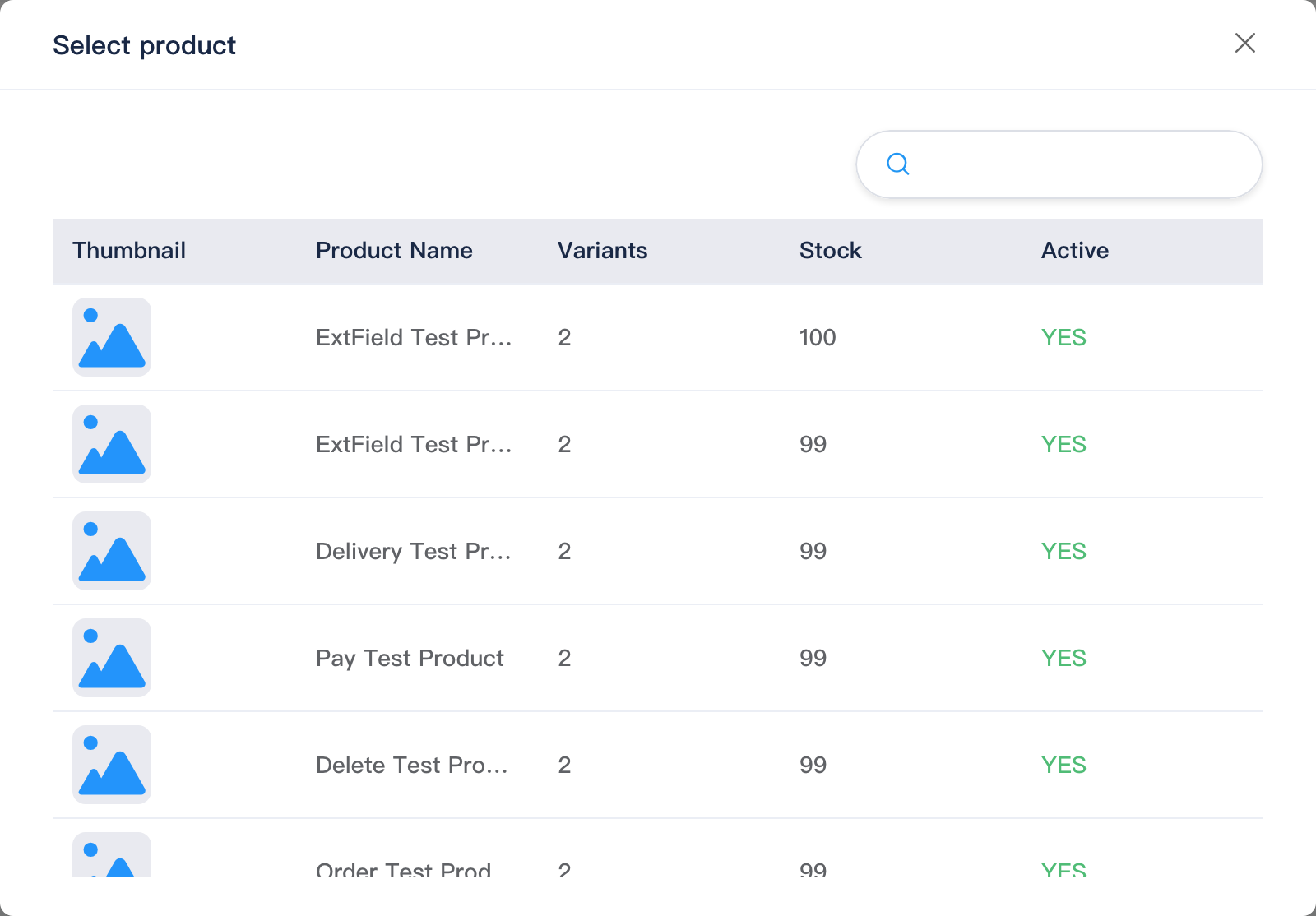 Add product: search and select product variant