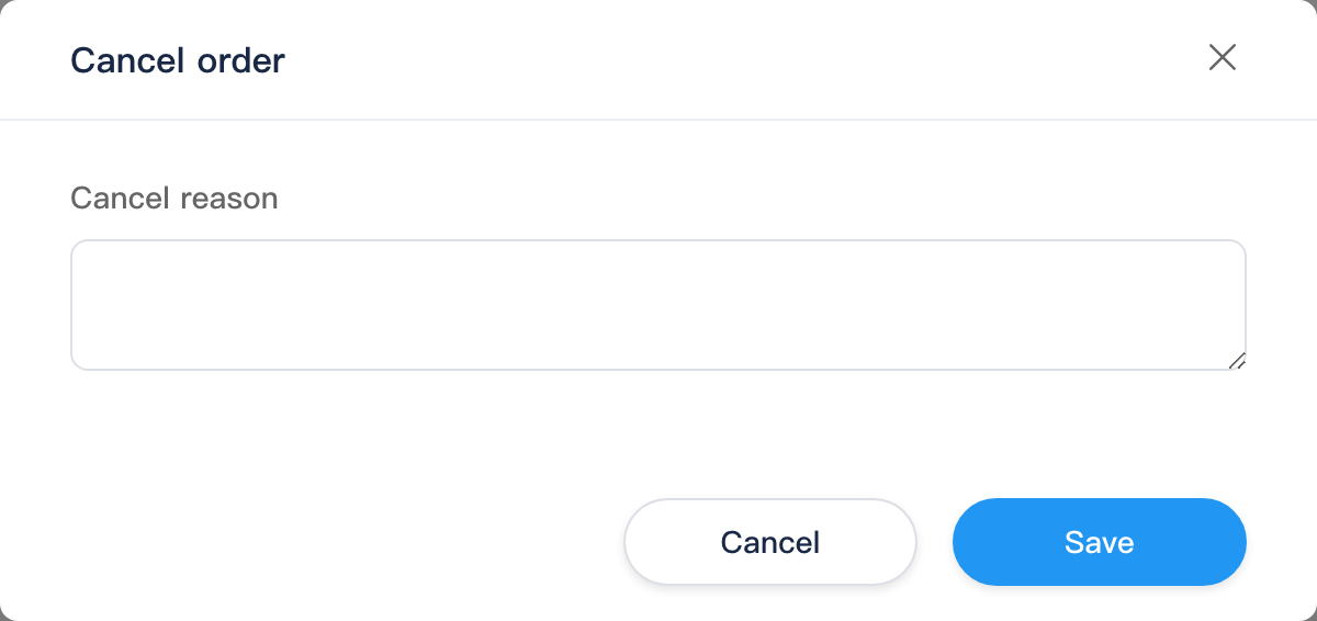 Cancel order dialog: cancel reason