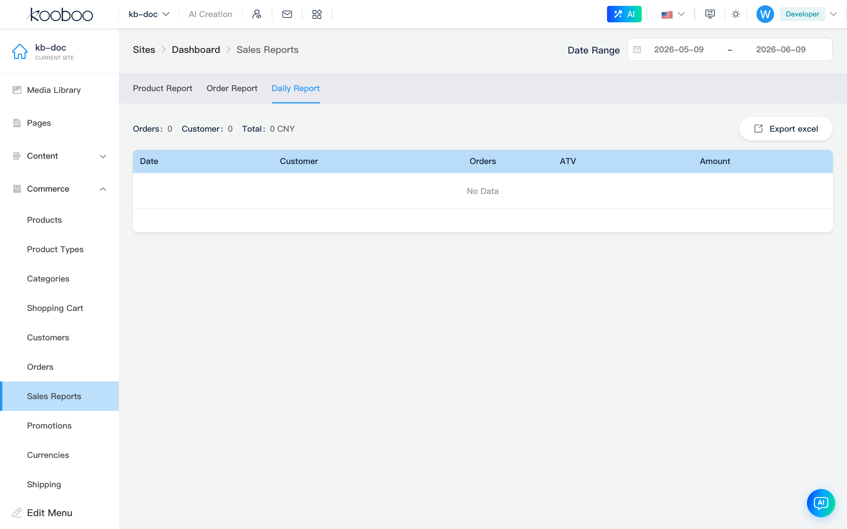 Sale stats: daily stats tab aggregated by day