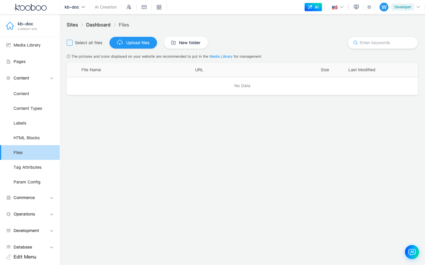 Content · Files list