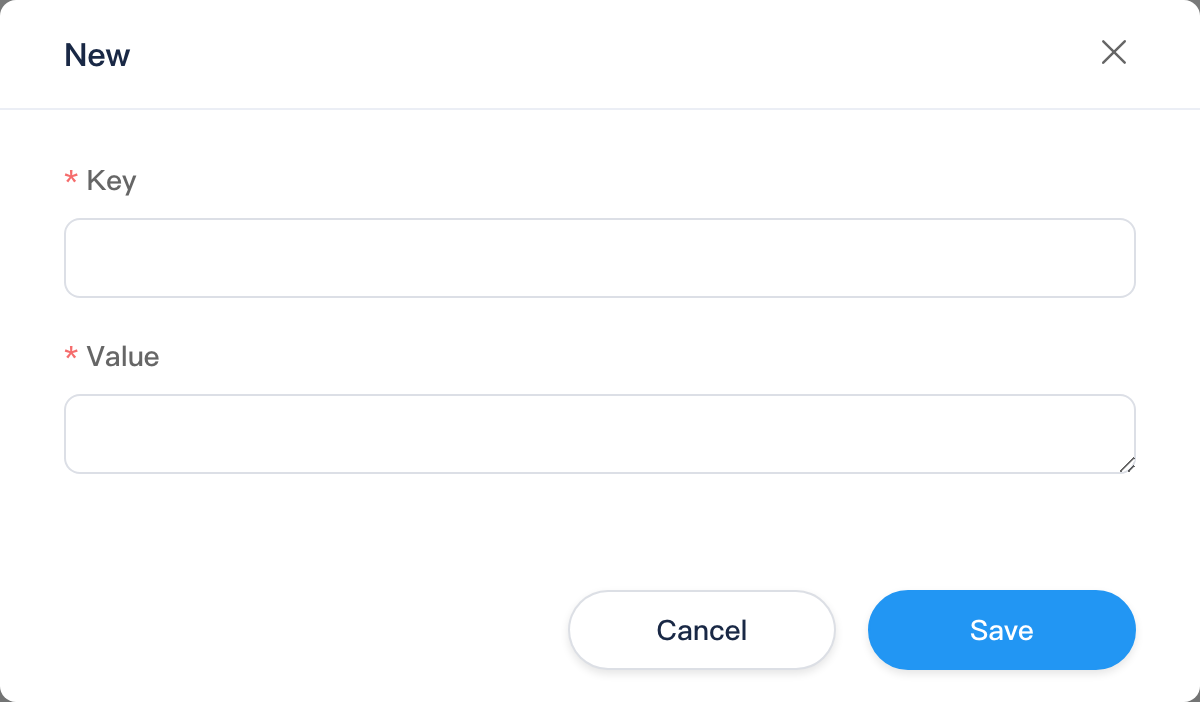 New or edit key-value dialog