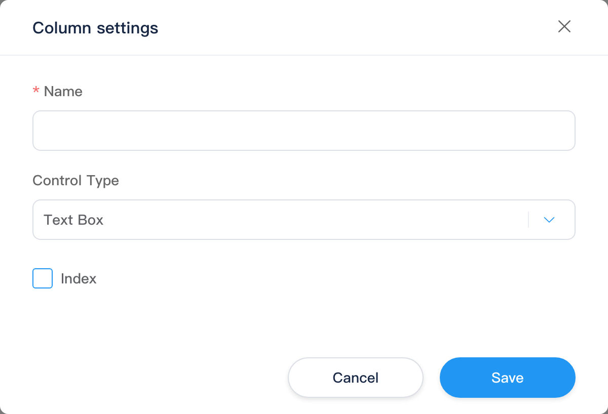 SQLite column editor dialog