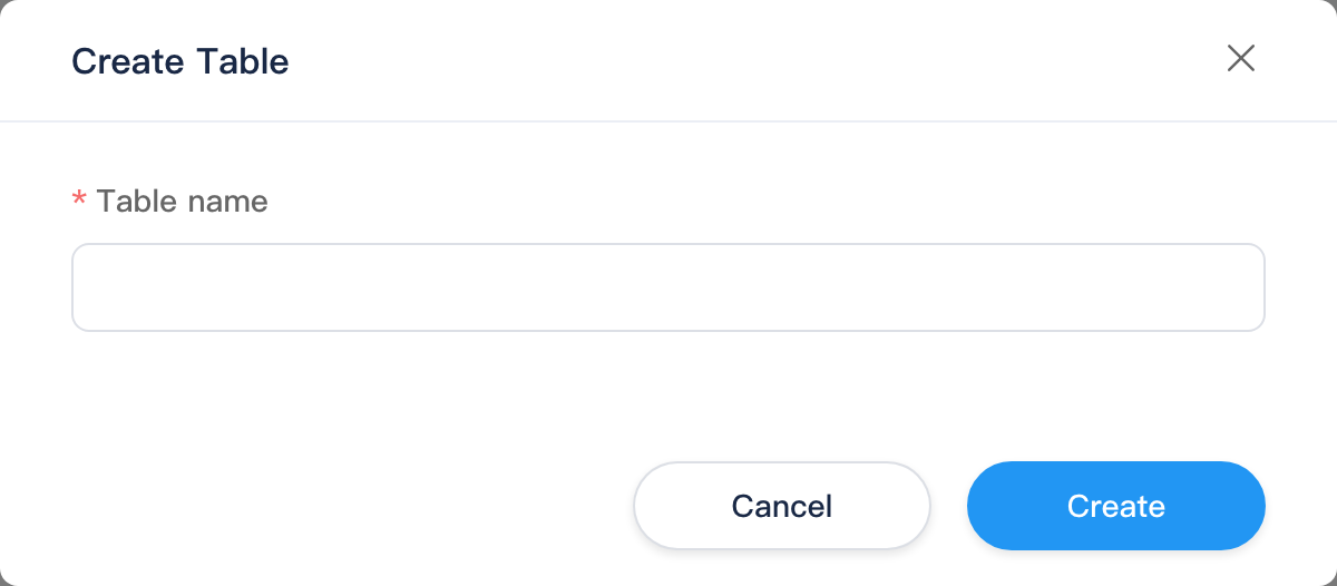 Create SQLite table dialog