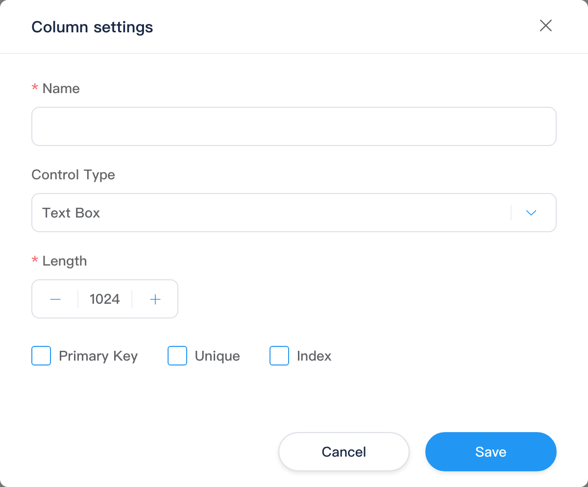 Column editor dialog