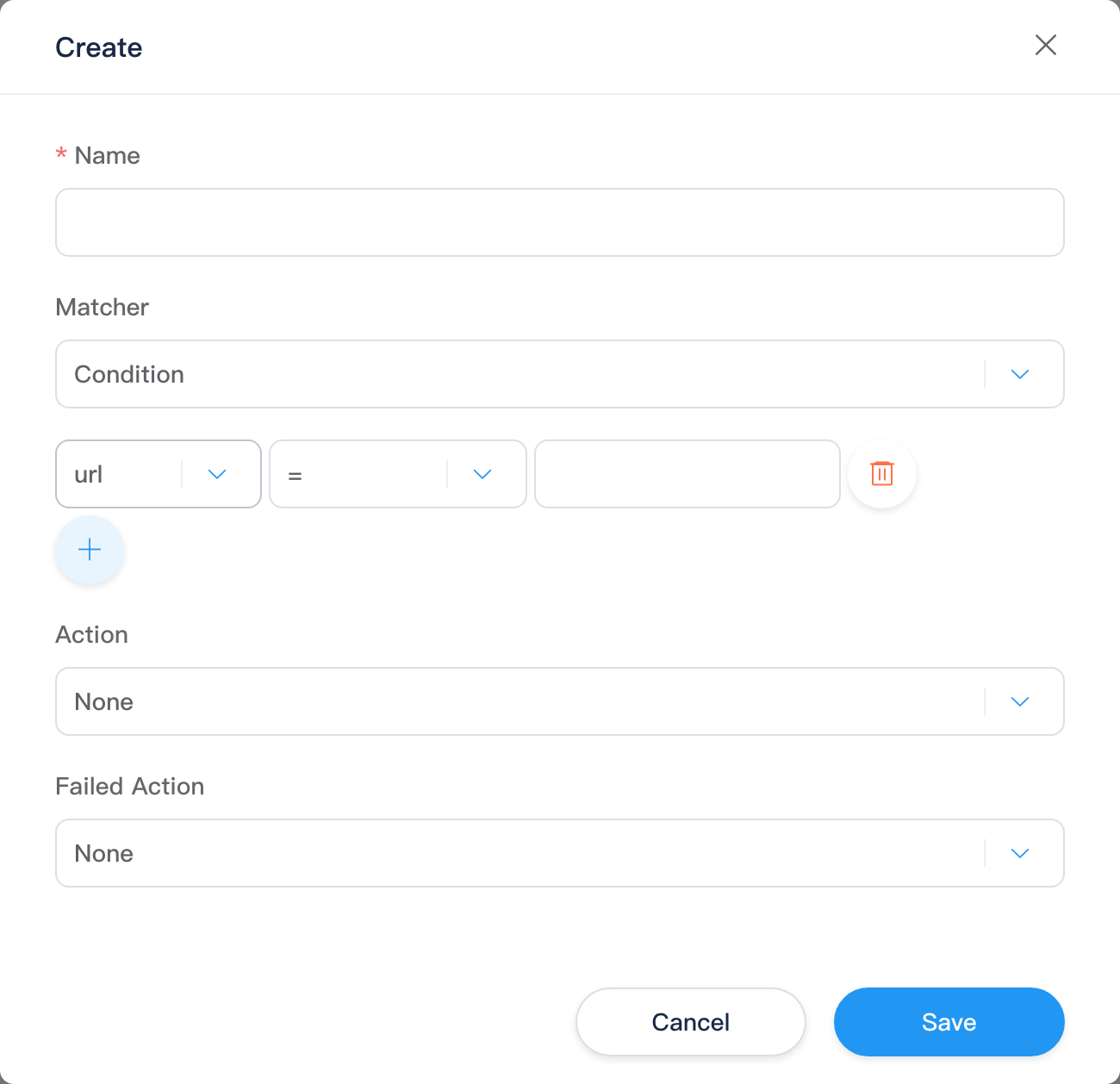 Condition matcher and condition rows