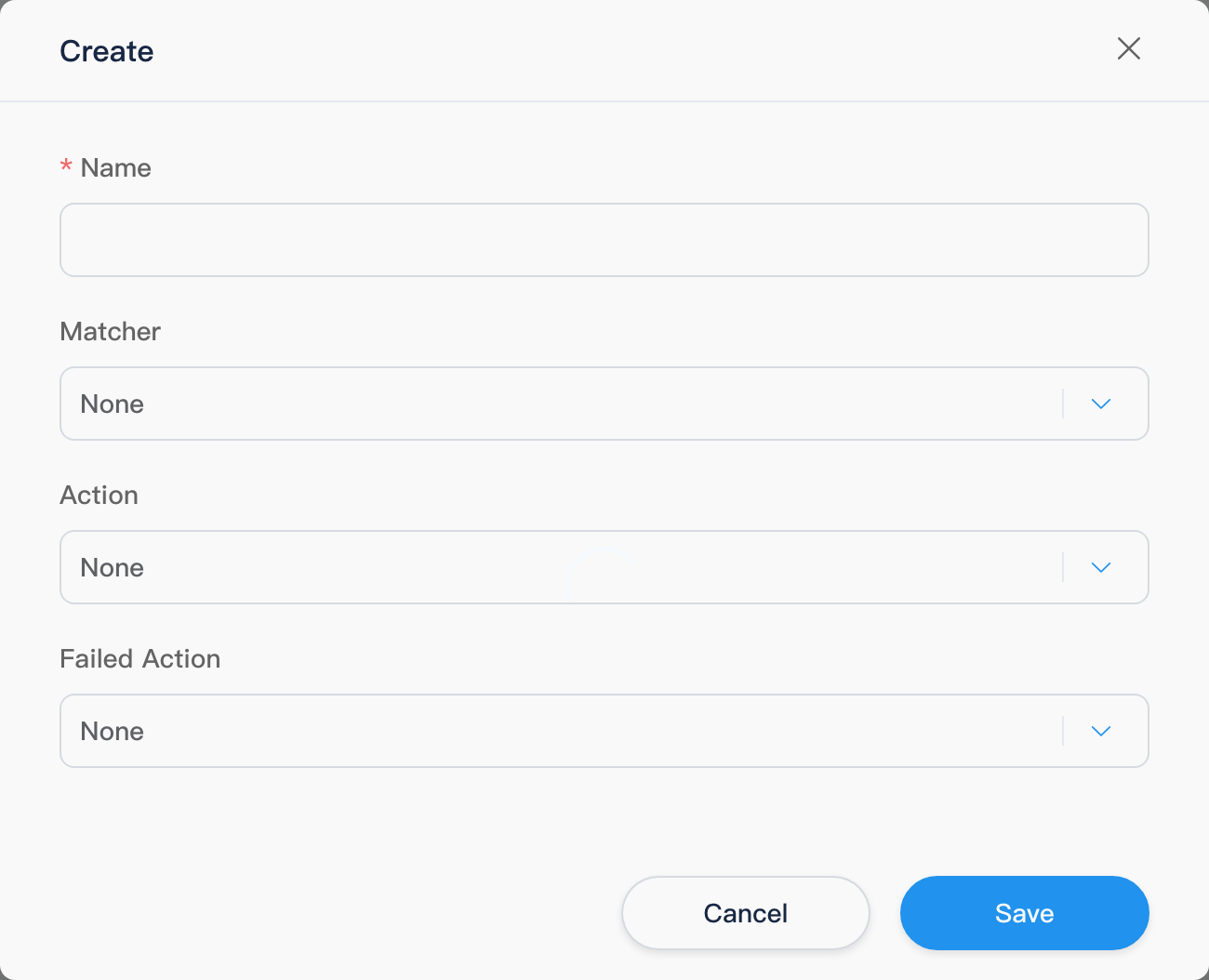 Authentication rule edit dialog