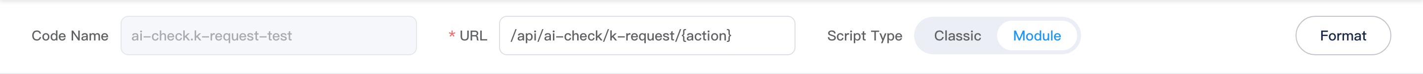 Code edit header form
