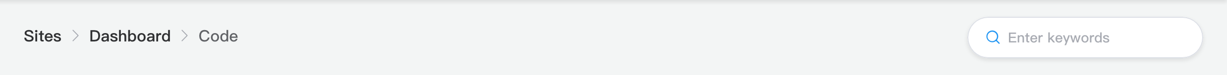 Code header: breadcrumb and search