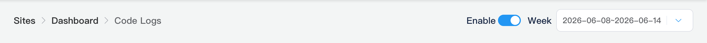 Code log header: enable and week