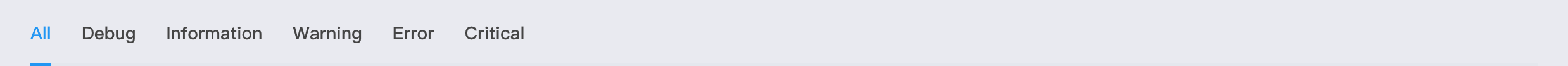 Code log level tabs