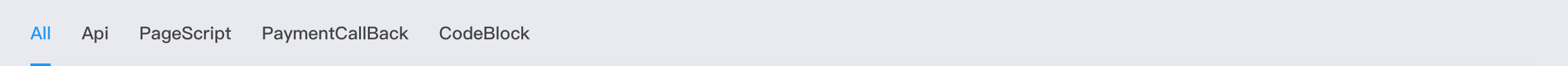 Code type tabs