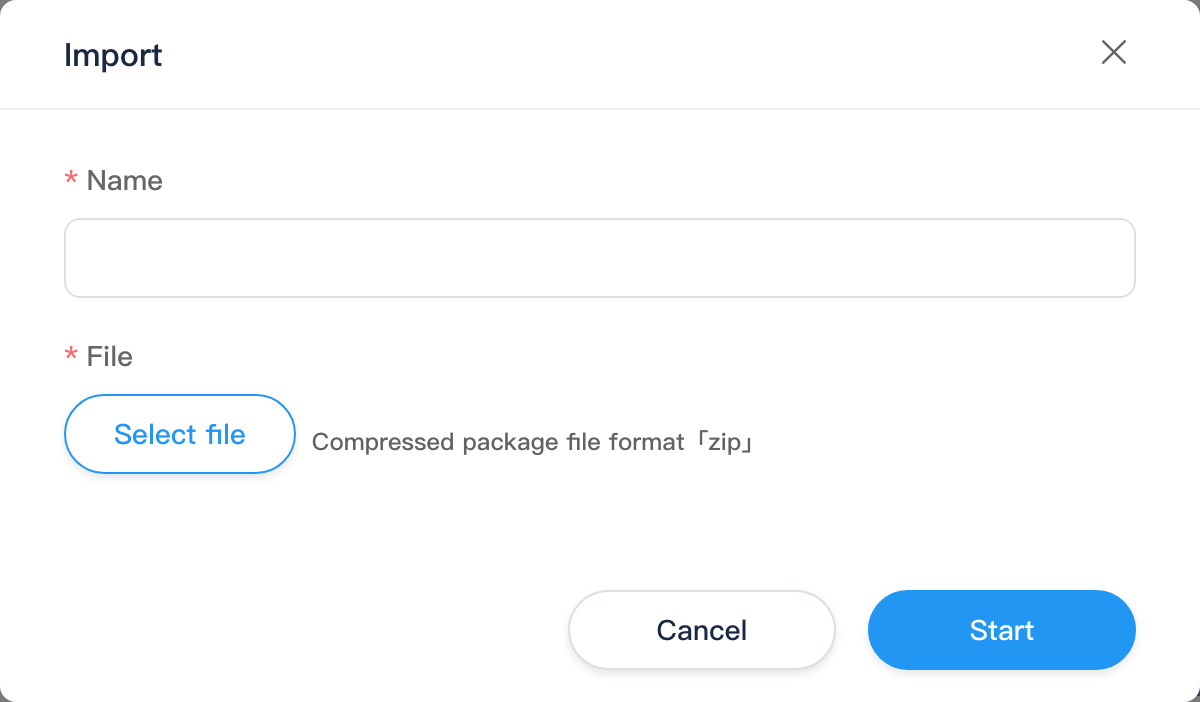 Import module dialog