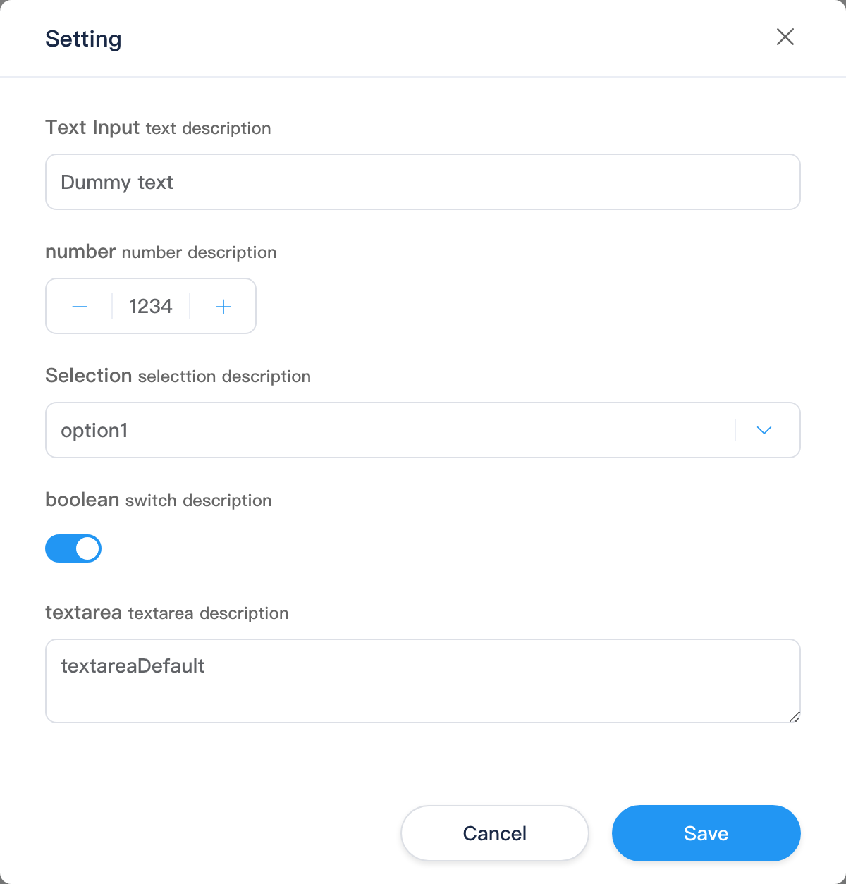Module settings dialog