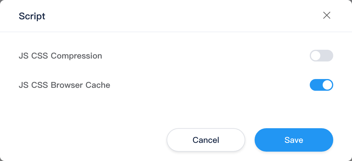 Script site settings: compress and browser cache