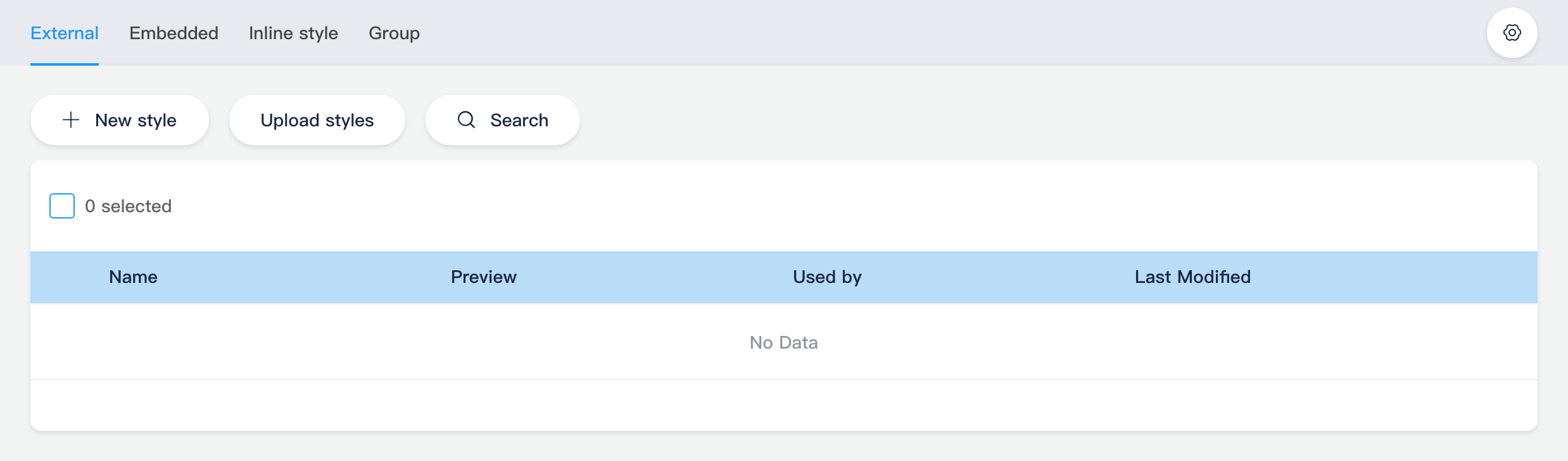 Style tabs and settings