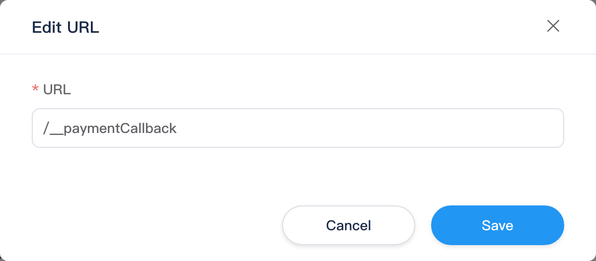 Edit internal URL dialog