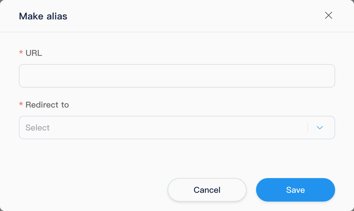 Create alias dialog