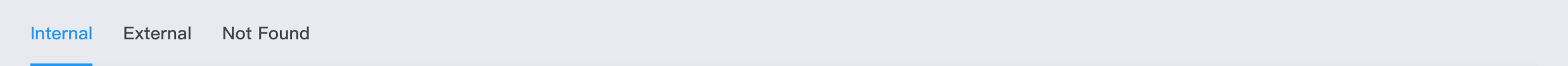 URL tabs: internal, external, not found