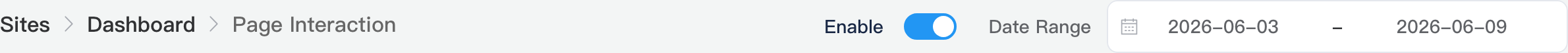 Page Interaction header: enable and date range
