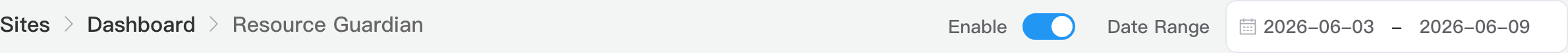 Resource Guardian header: enable and date range