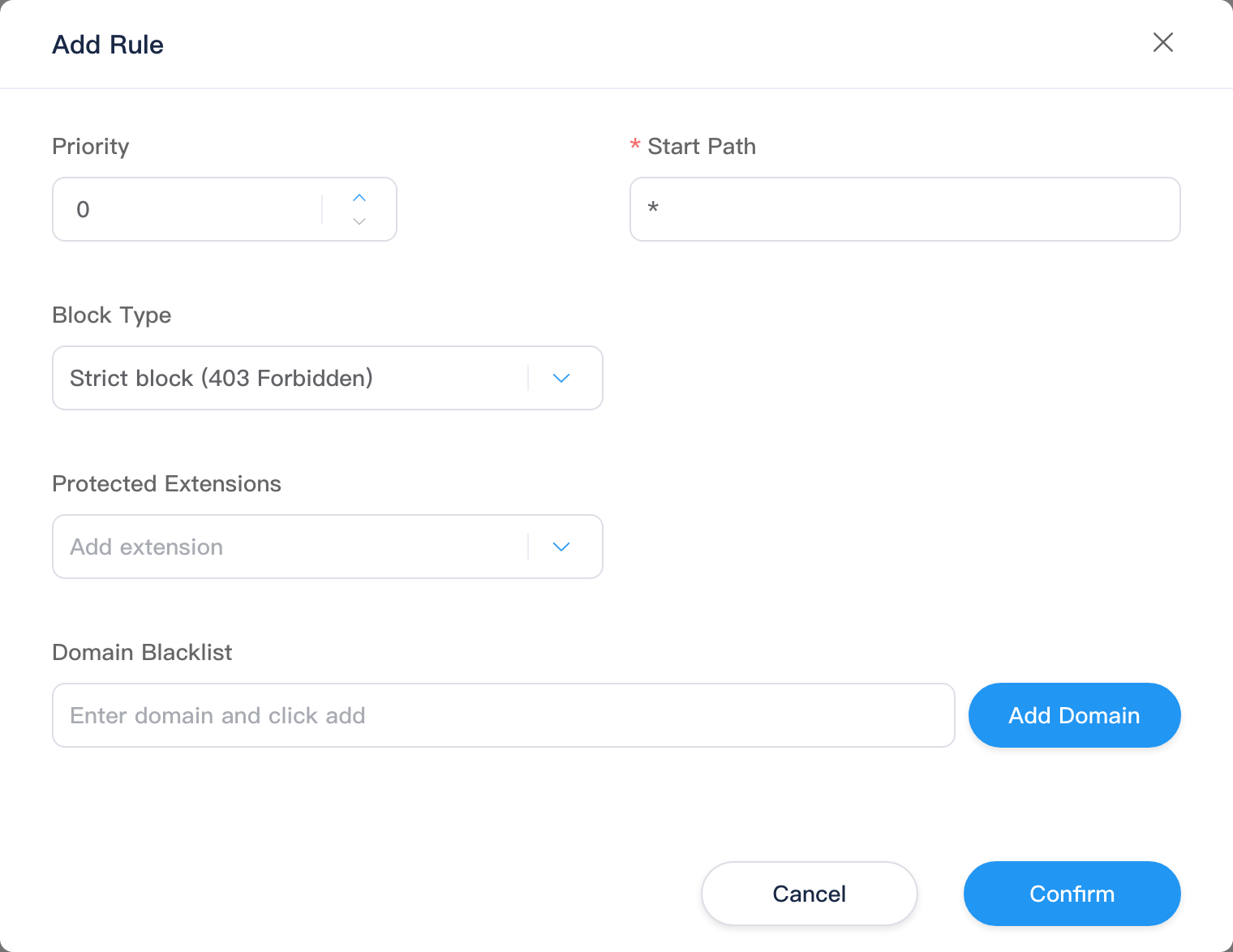 Add protection rule dialog