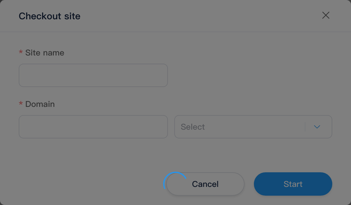 Checkout site dialog