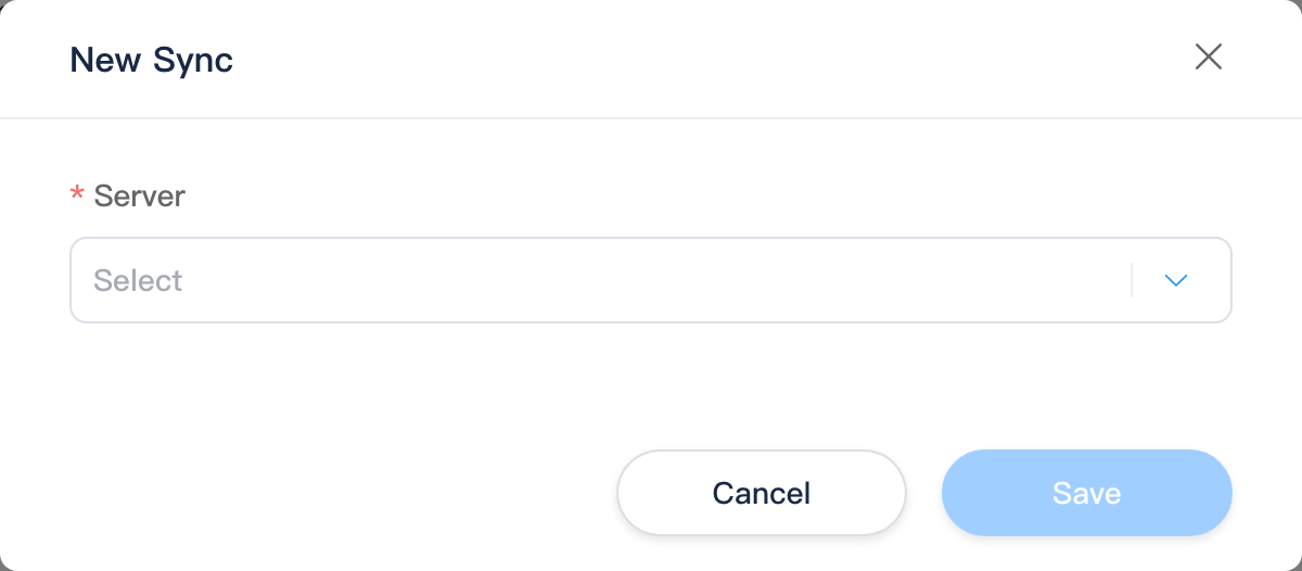 New Sync dialog