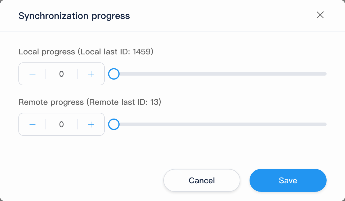 Sync progress dialog