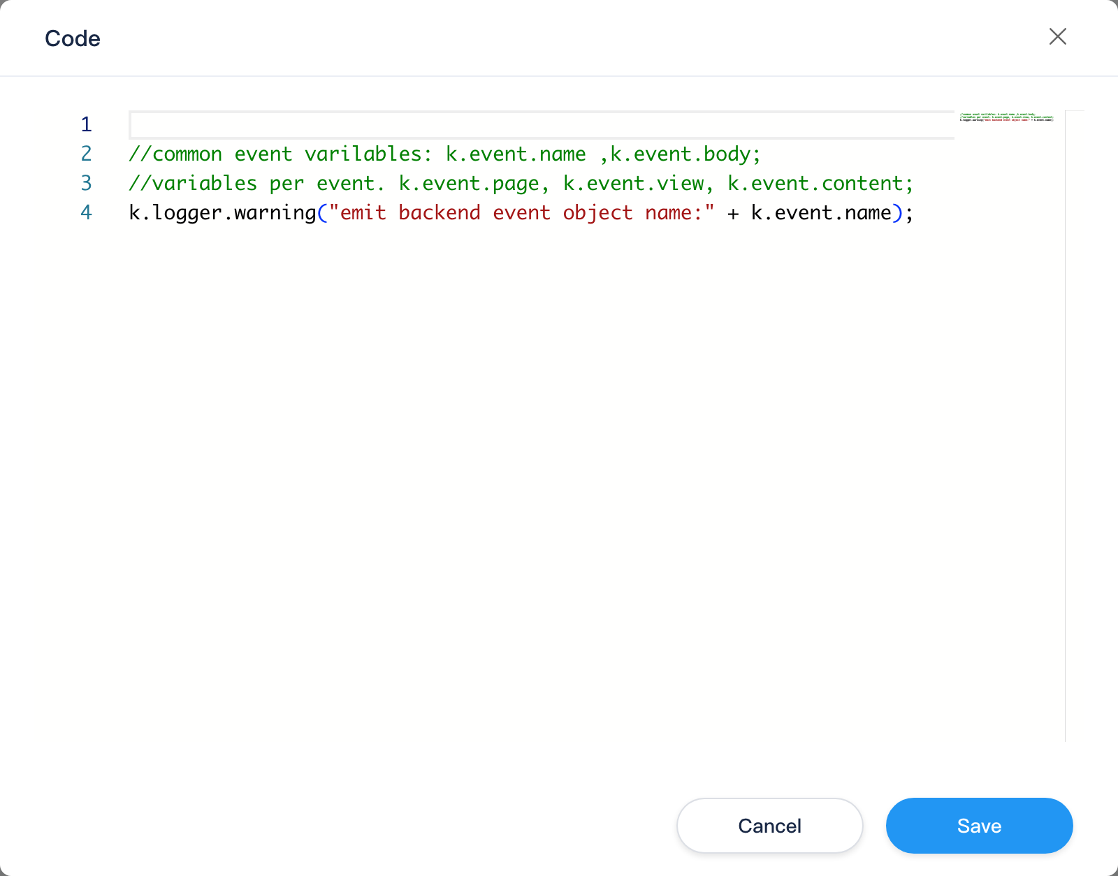 Code edit dialog