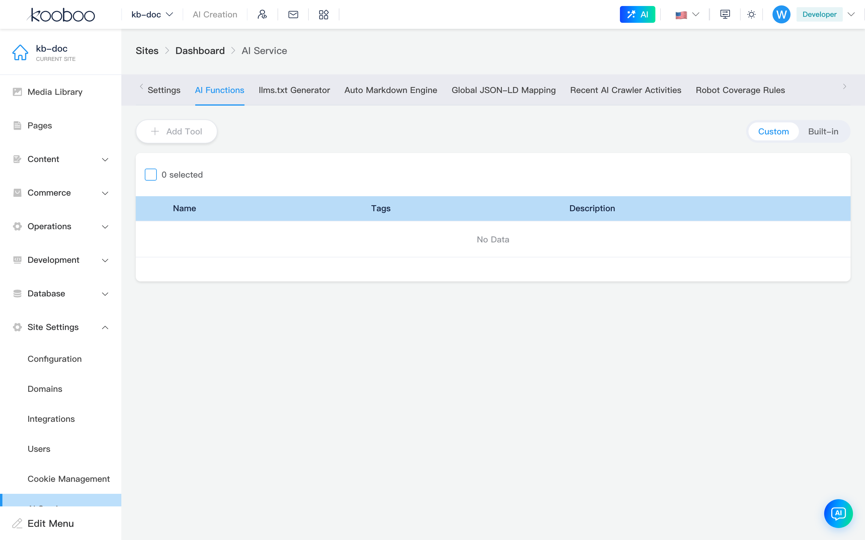AI Functions custom list