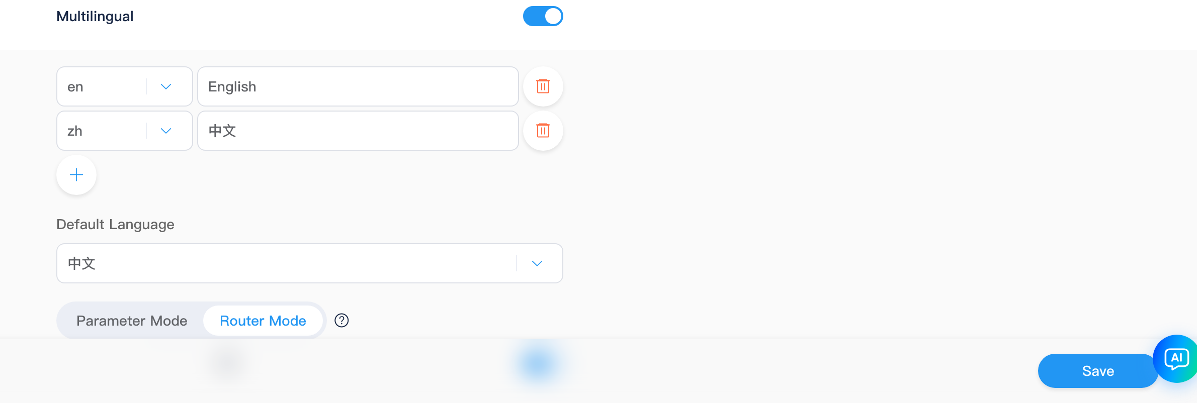 Multilingual configuration