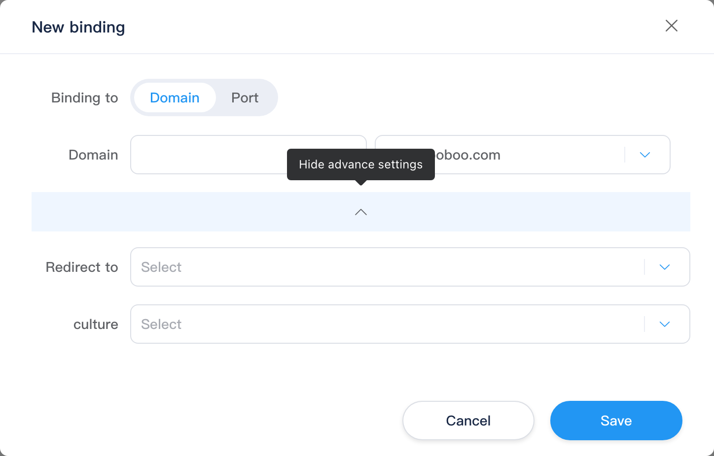 New binding advanced settings