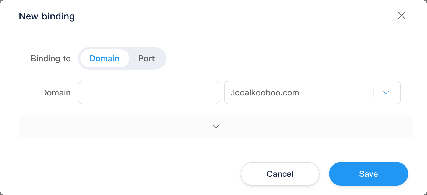 New binding dialog