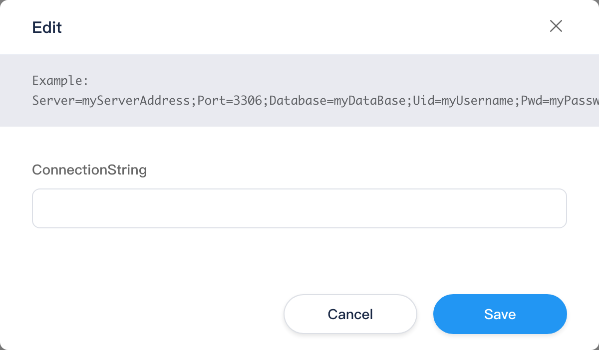 Edit integration dialog