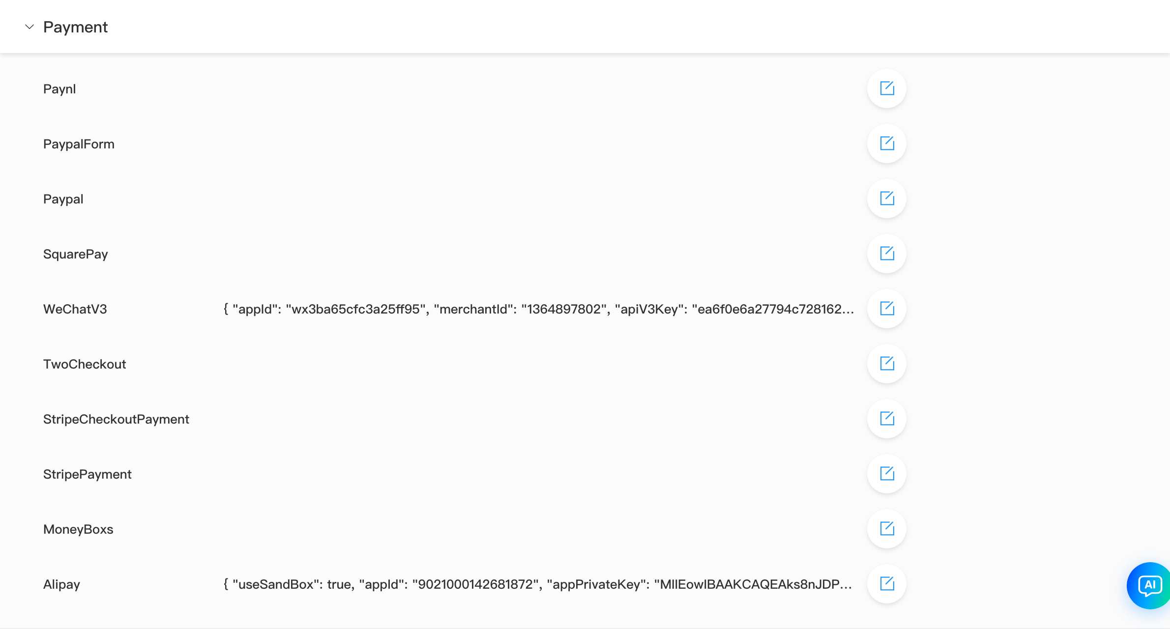 Payment group (sensitive fields redacted in doc image)
