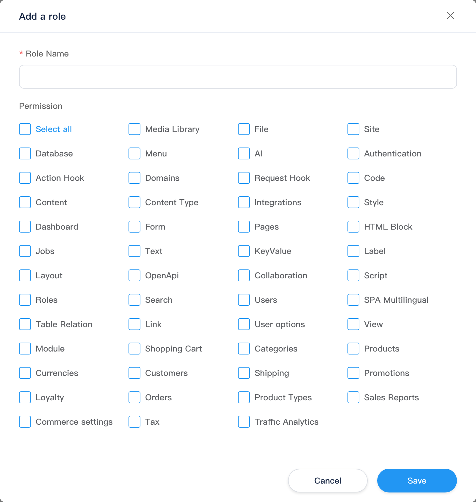 Add role dialog