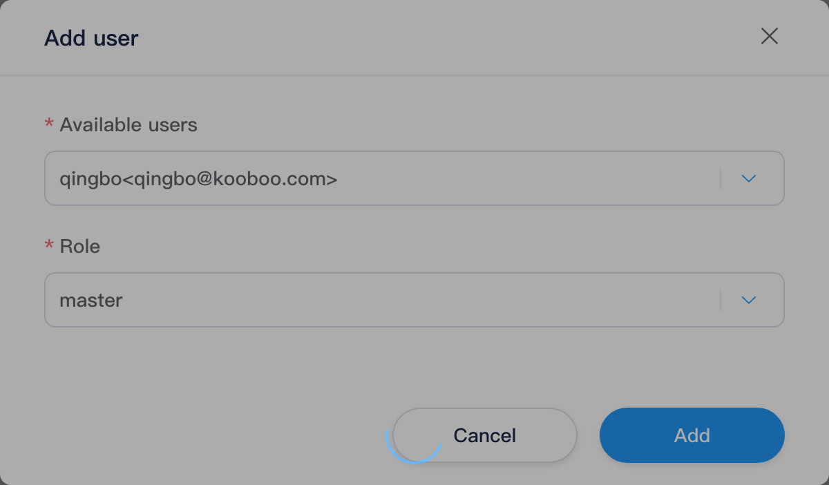 Add user dialog